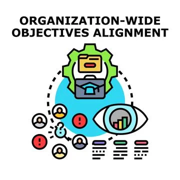 Organization wide objectives alignment process concept Stock Illustration