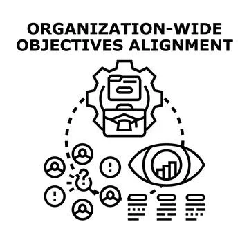 Organization wide objectives alignment process concept Stock Illustration