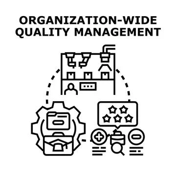 Organization wide quality management process monitoring icon Illustration