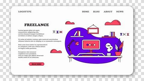 Organization of work process in the house. Remote work benefits. Distant wo.. Stock Illustration
