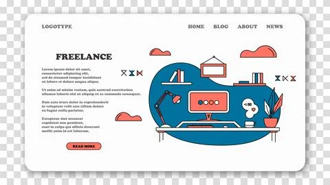 Organization of work process in the house. Remote work benefits. Distant wo.. Stock Illustration