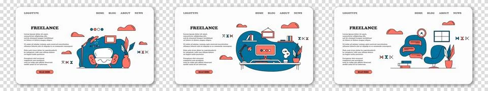 Organization of work process in the house. Remote work benefits. Distant work Stock Illustration