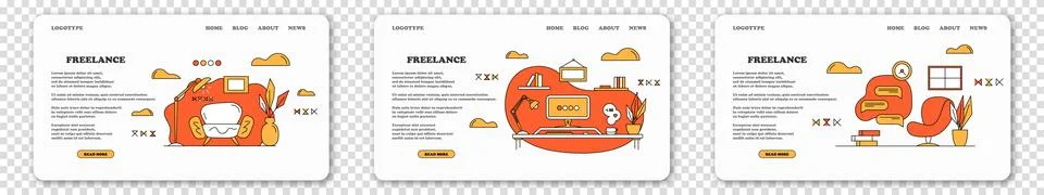 Organization of work process in the house. Remote work benefits. Distant work Stock Illustration