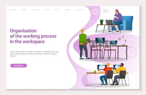 Organization of Working Process and Workspace Stock Illustration