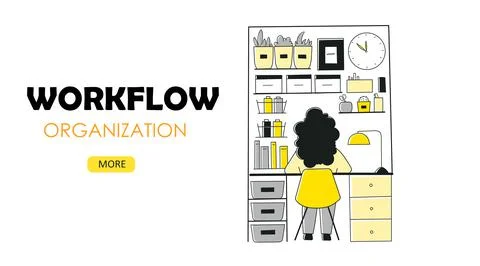 Organization workplace, Flat vector landing page template, Business people Stock Illustration