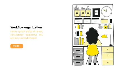 Organization workplace, Flat vector landing page template, Business people Stock Illustration