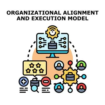 Organizational alignment and execution model concept illustration Stock Illustration