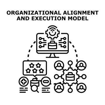 Organizational alignment and execution model concept illustration Stock Illustration