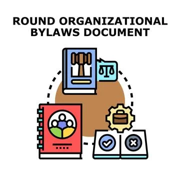 Organizational bylaws document creating corporate rules and policy Stock Illustration
