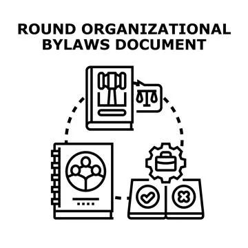 Organizational bylaws document creating corporate rules and policy Stock Illustration