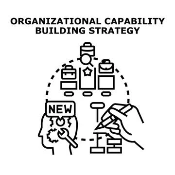 Organizational capability building strategy developing new skills Ilustración de archivo