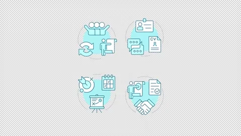 Organizational change management blue concept icons animation set Stock Footage 344180341
