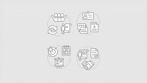 Organizational change management line concept icons animation set Stock Footage 340577253