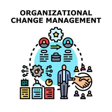 Organizational change management process evolution strategy Stock Illustration
