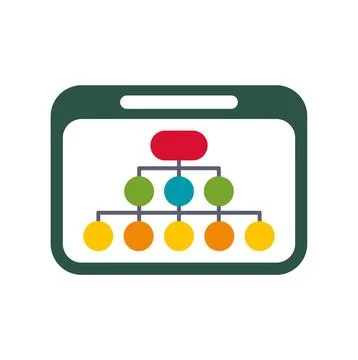 Organizational chart flowchart presenting hierarchy structure on tablet Stock Illustration
