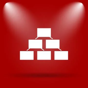Organizational chart icon. Flat icon on red background.. Ilustración de archivo