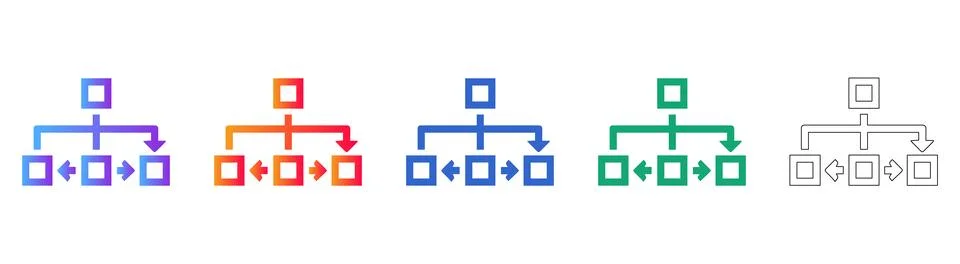 Organizational Chart Icon Set 스톡 일러스트