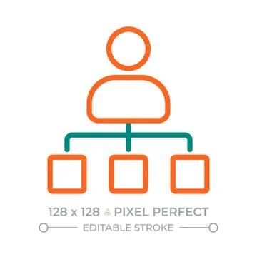 Organizational chart pixel perfect two color line icon Illustrazione stock