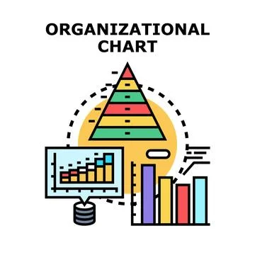 Organizational chart presenting business structure and data analysis Stock Illustration