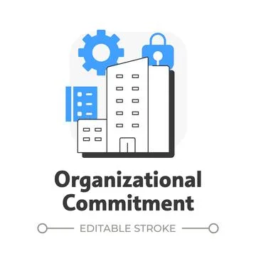 Organizational commitment flat outline concept icon Stock Illustration