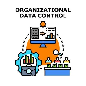 Organizational data control managing business information analytics process Stockillustratie