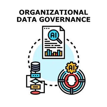 Organizational data governance collecting, processing, and analyzing inform.. 스톡 일러스트