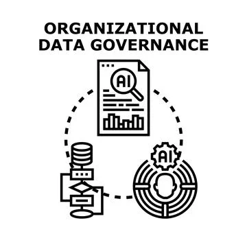 Organizational data governance concept processes for managing, securing, and  Stock Illustration