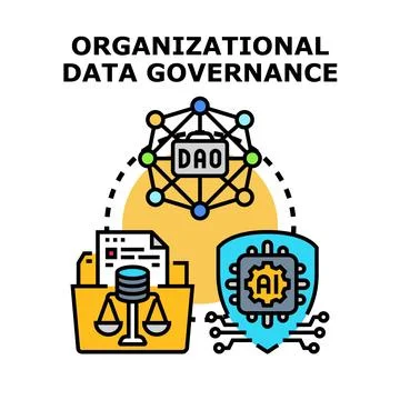 Organizational data governance ecosystem managing digital assets and security Stockillustratie