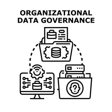 Organizational data governance system managing digital information and securi Stock Illustration