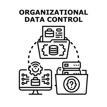 Organizational data managing and control system processes Stock Illustration