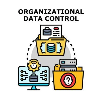 Organizational data managing and control system processes Stock Illustration