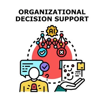 Organizational decision support with artificial intelligence processing dec.. Stock Illustration