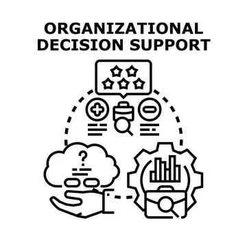 Organizational decision support system concept evaluating choices Stock Illustration