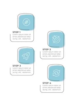 Organizational development vertical process flow infographic 4 steps Stock Illustration