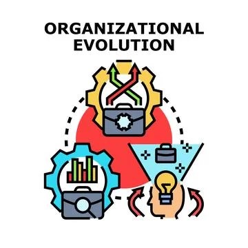 Organizational evolution process developing business ideas and strategies Illustrazione stock
