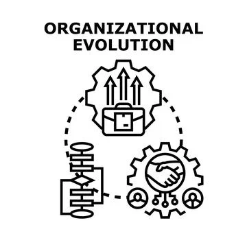 Organizational evolution process developing business strategy and growth Stock Illustration