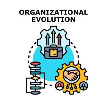 Organizational evolution process developing business strategy and growth Stock Illustration