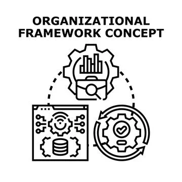 Organizational framework concept developing business process system Stock Illustration
