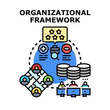 Organizational framework establishing business structure and team collaborati Stock Illustration