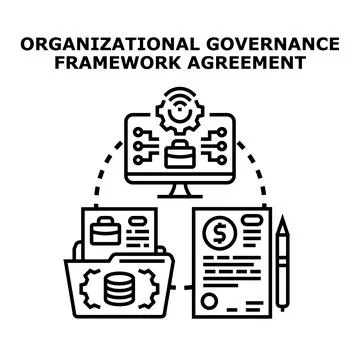 Organizational governance framework agreement implementing strategic manageme Stock Illustration