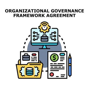 Organizational governance framework agreement implementing strategic manageme 스톡 일러스트