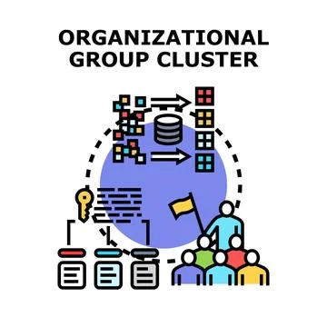 Organizational group cluster for business data team management Stock Illustration