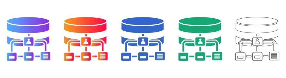 Organizational Hierarchy and Data Mapping Icons Stock Illustration