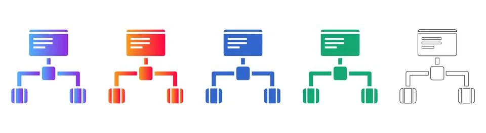 Organizational Hierarchy and Data Structure Icons Illustrazione stock