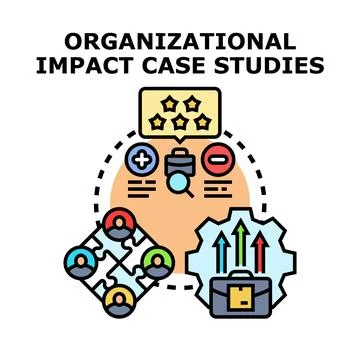 Organizational impact case studies analyzing results Stock Illustration