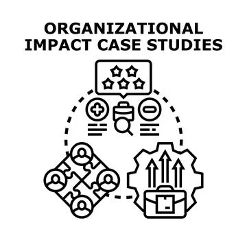 Organizational impact case studies analyzing results Stock Illustration