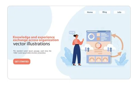 Organizational Knowledge Sharing Vector. An illustrative scene of a professional Illustrazione stock