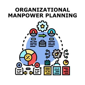 Organizational manpower planning developing human resource strategy Stock Illustration