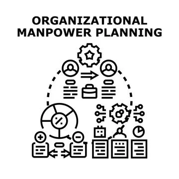 Organizational manpower planning developing human resource strategy Stock Illustration