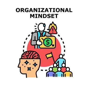 Organizational mindset developing business strategy facing challenges Stock Illustration